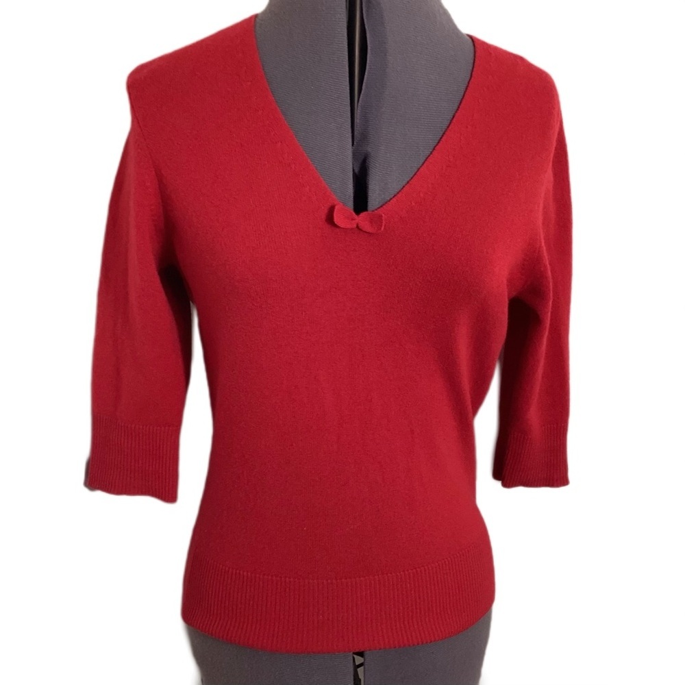 Ann Taylor Bow Accent Cashmere Sweater Size S